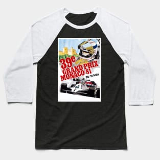 Monaco Vintage 1981 Grand Prix Auto Road Racing Advertising Print Baseball T-Shirt